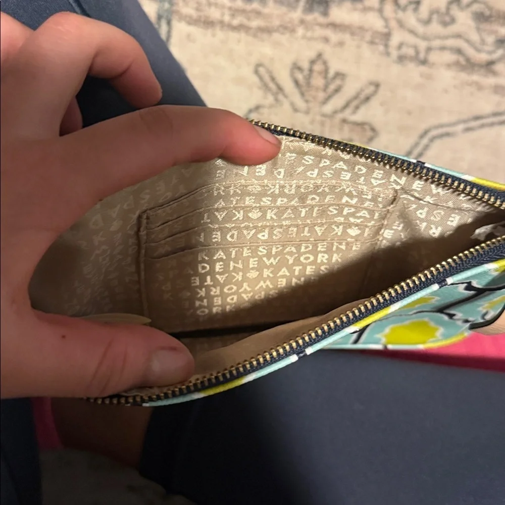 Kate Spade Aqua and Lime Patterned Wristlet